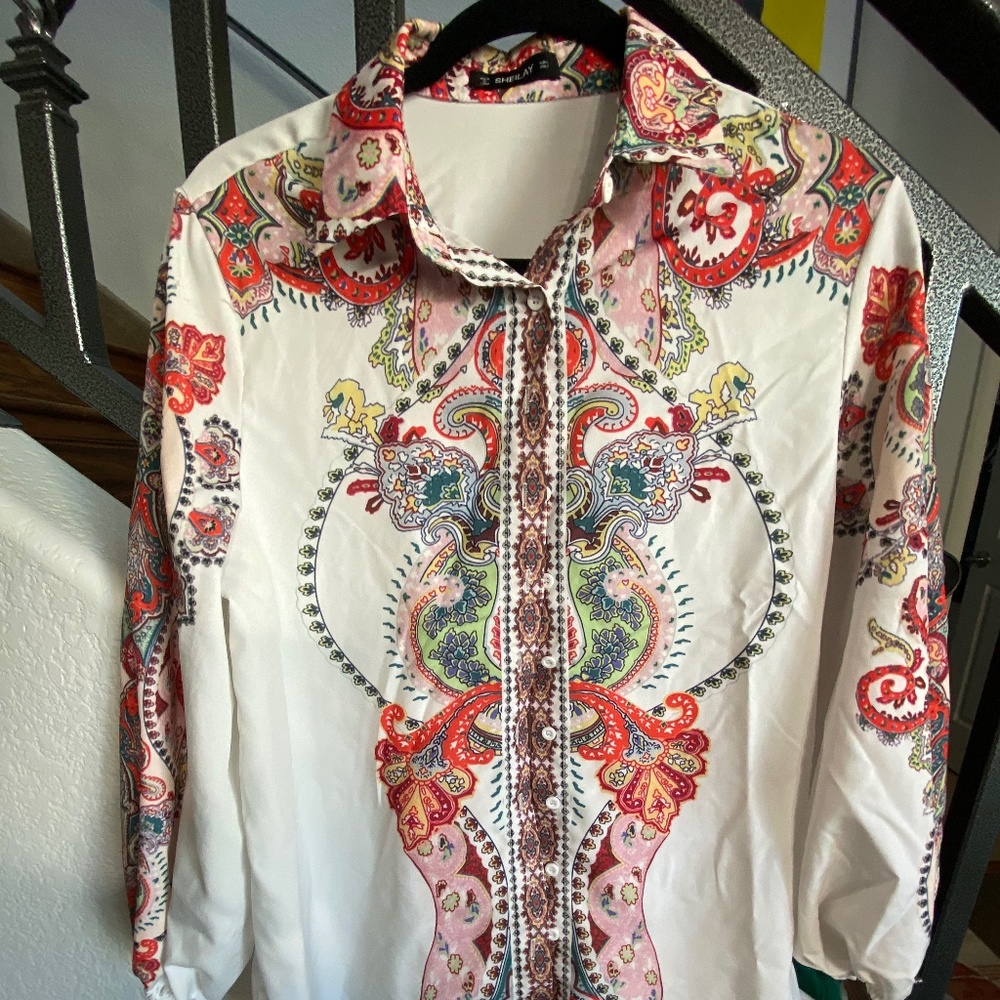 Sz S Sheilay  Boho Print Blouse